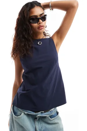 Weekday Fleur high neck cami top with exposed back in