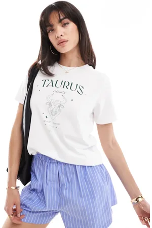 Pieces® Zodiac t-shirt with "Taurus"" print in