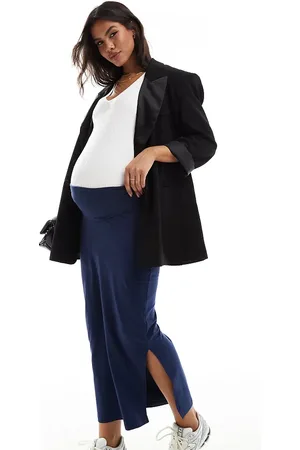 Mama;licious Mamalicious Maternity jersey over the bump maxi skirt in navy