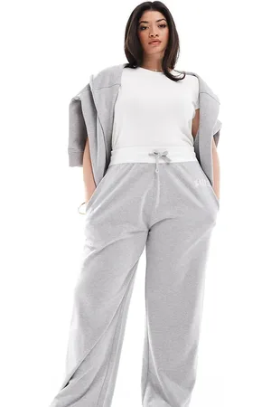 Kaiia Plus contrast waistband drawstring wide leg joggers co-ord in light