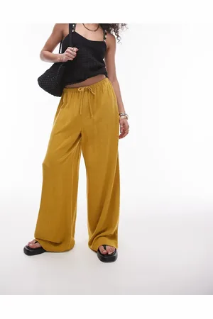 Topshop Topshop linen tie waist trouser in charteruse - CHARTERUSE