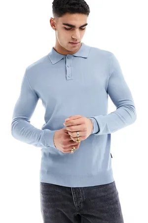 Only & Sons Knitted long sleeve polo in light