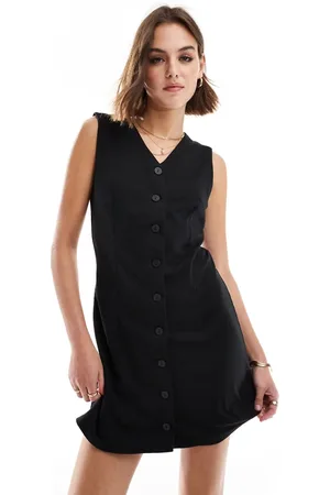 MANGO Button down sleeveless mini dress in