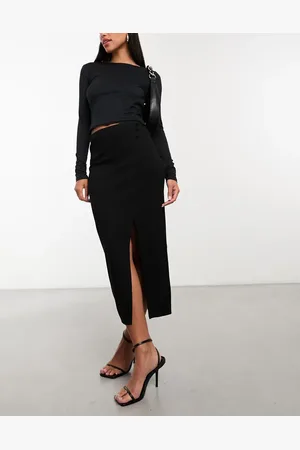 ASOS Ponte asymmetric wrap midi skirt in