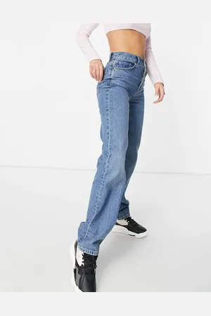 ASOS Mid rise straight jeans in midwash