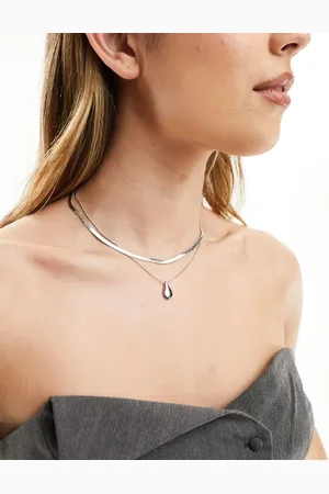 ASOS Pack of 2 necklaces with snake chain and molten pendant in tone