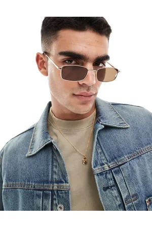 ASOS Square metal sunglasses with brown lens in