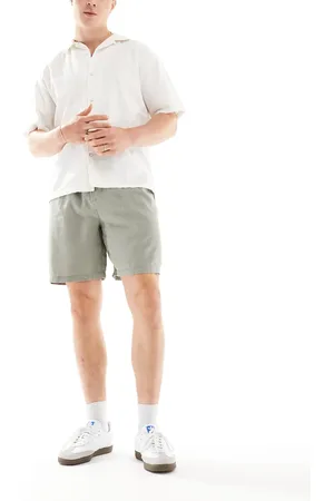 New Look Linen blend pull on shorts in khaki