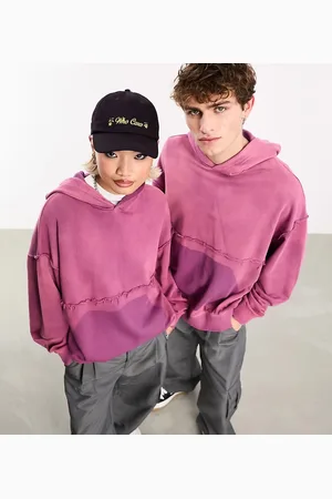COLLUSION Unisex distressed washed hoodie in dusty