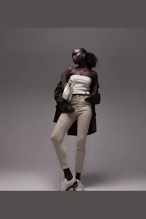 Topshop High rise Jamie jeans in sand