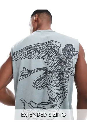 ASOS Vest in heavyweight 220gsm washed with angel back print
