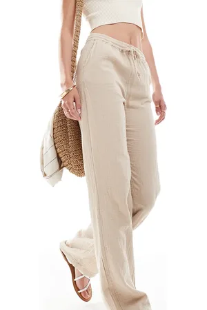 ONLY Cheesecloth wide leg trouser in beige