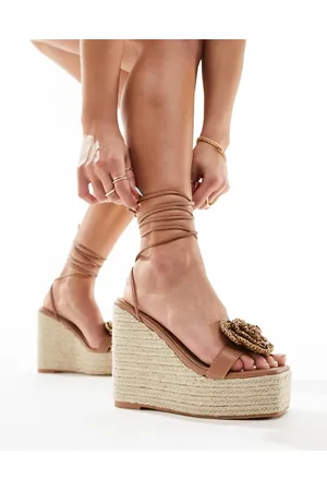 Public Desire Mariella heeled espadrille with crochet rosette in natural