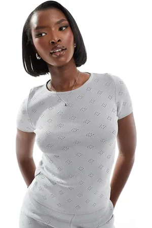 Fashionkilla Pointelle short sleeve top co-ord in