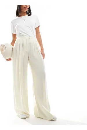 Stradivarius Fluid pleat front trouser in buttermilk