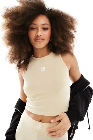 HUGO BOSS Hugo Bodywear logo suki tank top in beige