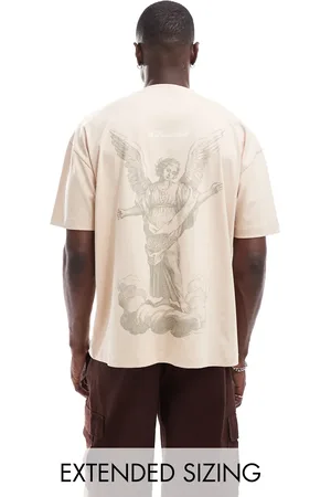 ASOS Oversized t-shirt in beige with angel back print