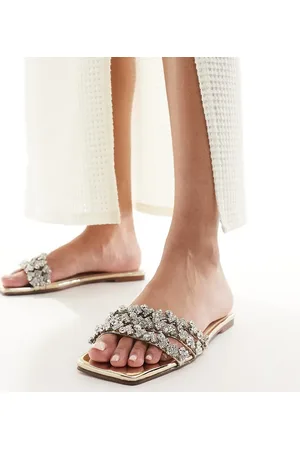 Simmi London Simmi London Wide Fit Capri embellished flat sandal in