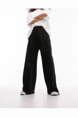 Topshop Velvet plisse pull on wide leg trouser in