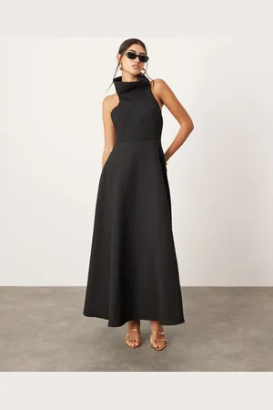 ASOS Textured dramatic halter a line maxi dress in