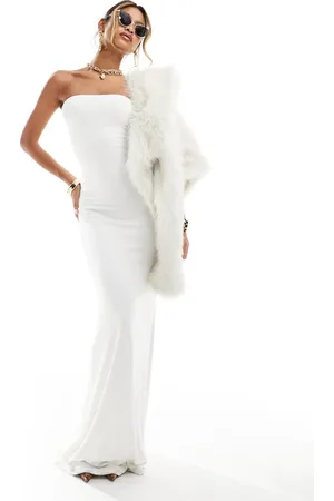 Naked Wardrobe Double layered sculpted bandeau maxi dress in