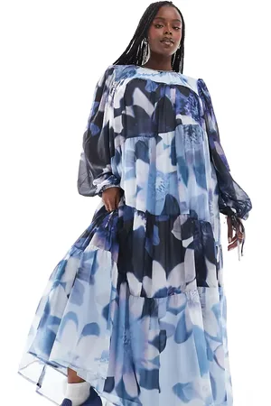 ASOS ASOS DESIGN Curve mixed floral print smock maxi dress