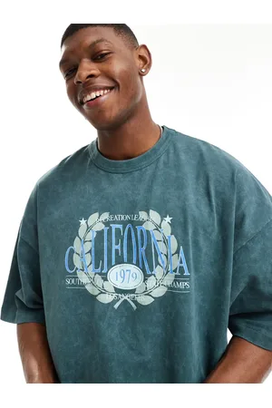 ASOS Extreme oversized t-shirt in heavyweight 220gsm washed with California varsity print
