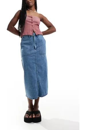 Vans Union denim carpenter maxi skirt in washed