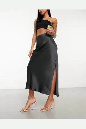 & OTHER STORIES Satin slip maxi skirt in dark
