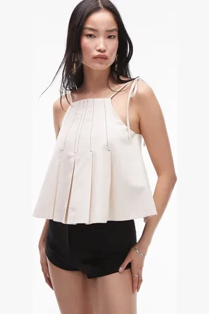 Topshop Twill contrast stitch cami in ivory