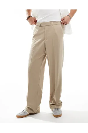 ASOS Smart wide leg trousers in camel texture