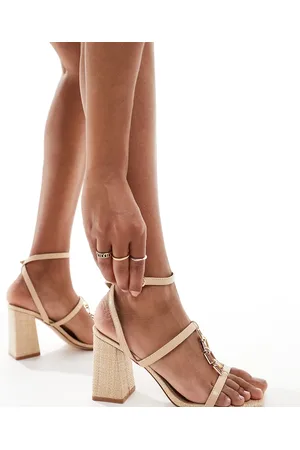 Raid Blink block heeled sandals in natural raffia