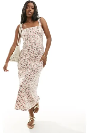 Abercrombie & Fitch Aberrombie & Fitch floral print maxi dress in white and red