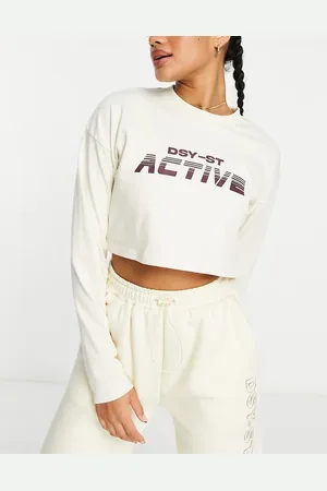 Daisy Street Active Swirly long sleeve crop top in