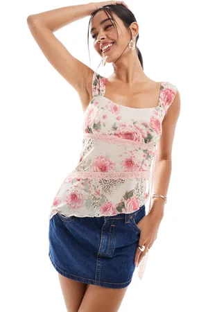 Miss Selfridge Mixed print floral asym top