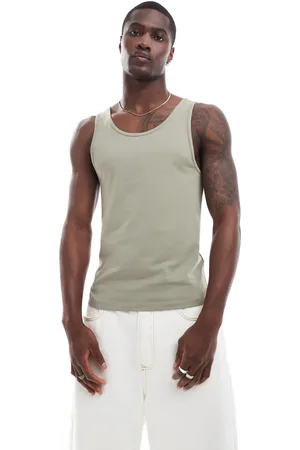 ASOS Muscle fit vest in khaki