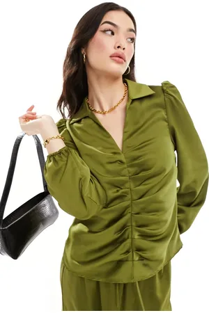 Y.A.S Y.A.S Ezra ruched front blouse co ord in olive