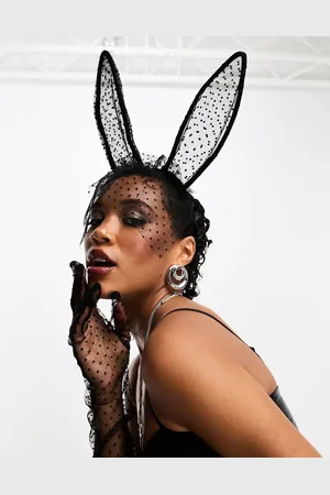ASOS Headband with bunny ears and glove set in mesh design
