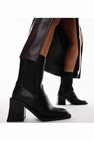 Topshop Wide Fit Nisha block heeled chelsea boots in