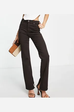 ASOS ASOS DESIGN Petite mid rise flare jean in chocolate