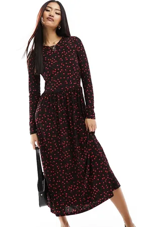 JDY Exclusive midi dress in and red ditsy floral
