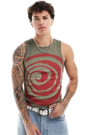 COLLUSION Festival muscle vest with red swirl print on fit