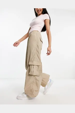 Urban classics Nylon cargo parachute pants in beige