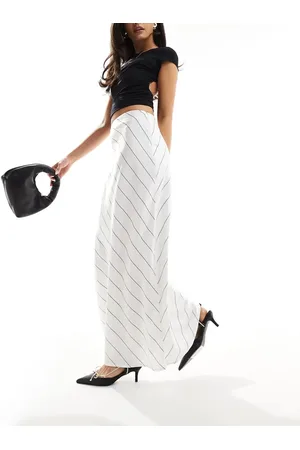 SNDYS Satin slip maxi skirt in stripe