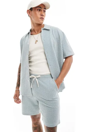 SELECTED Boxy fit seersucker shirt in stripe