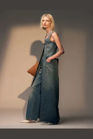 Topshop Denim sleeveless maxi dress in dirty
