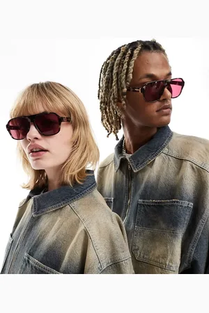 Reclaimed Unisex aviator sunglasses with pink lens