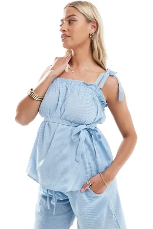 Mama;licious Mamalicious Maternity cami top co-ord with tie shoulder in stripe
