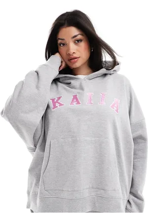 Kaiia Plus oversized logo hoodie co-ord in light