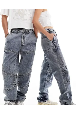 Reclaimed Unisex loose fit motor cross jean in washed